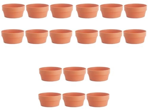 Theaque Lot de 18 pots de fleurs en plastique imitation terre cuite pour plantes grasses d'intérieur et d'extérieur