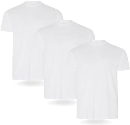 FM London 3/5-Pack Mens T Shirt - Premium Weight T-Shirts for Men with Lightly Fitted Design - Super Soft - Made with 100% Cotton - Stretch Fit for Any Occasion - Durable Comfort Fit