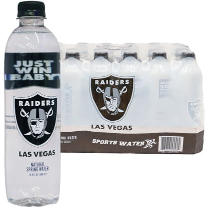 PULSE Las Vegas Raiders Natural Spring Water - Natural Sports Water Bottle Pack - Filtered Water Bottles - Recyclable and BPA-Free - 24 Pack