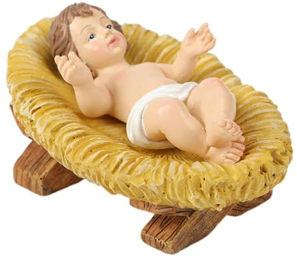 shpuuyy Baby Jesus statyett med krubba liten födelsestaty i en låda baby Jesus krubba statyett Jesus i krubban juldekor, baby Jesus i en krubba födelsekyrkan till jul