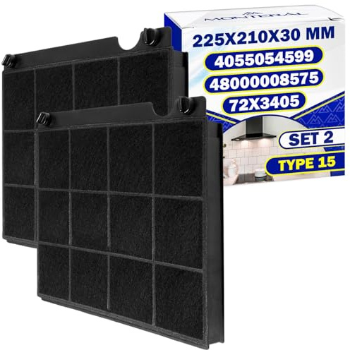 2 stycken filter till kolspis, typ 15, 210 x 230 x 30 mm med originalkoden 9029793818, 4055054599, 4800008575 för bubbelpool till AEG 72X3405 för Brandt – MONTERAL