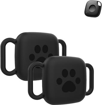 2pack Protective Case for Tile Life360 Mate 2024 Loss Prevention Tracker Silicone Keychain - Durable and stylish case, waterproof, drop proof, Protective Case for Dog and Cat,Black