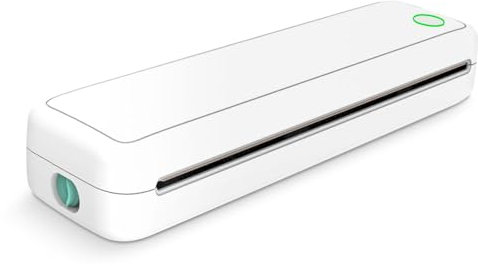 CDIYTOOL Portable Thermal Printer, A4 Wireless Bluetooth Printer Compatible with Android, iOS & Laptop, 203DPI Inkless Mobile Printer for Travel, Home, Study, Office (White)