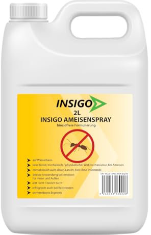 INSIGO Ameisen Abwehrspray 2L Kanister - Ameisenmittel mit mechanischer Wirkung auf Ameisen - Effektiver Schutz für Haus & Garten - Ameisen Spray mit Sofortwirkung