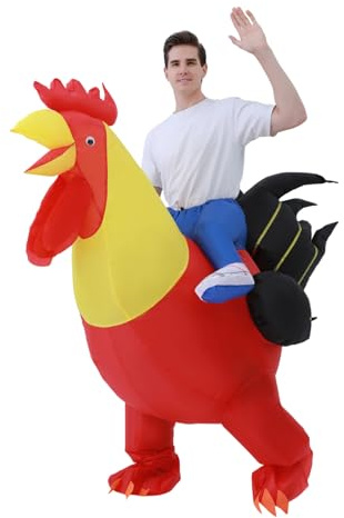 Inflatable Costume Adult,Inflatable Chicken Costumes for Men/Women Ride On Blow up Rooster Costumes Inflatables Fancy Funny Suit for Halloween Christmas Carnival Party