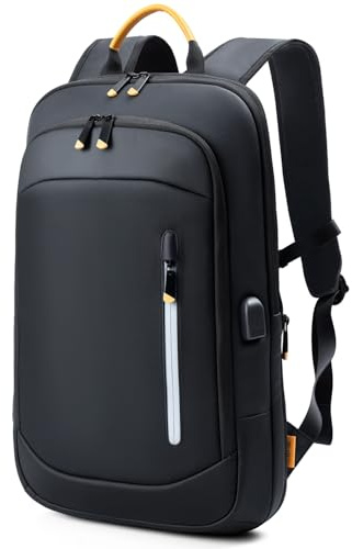 Lekespring Laptop Backpack for Men, 17.3 Inch Slim Business Travel Rucksack | with USB Charging Port, Expandable Water-resistant Lightweight Computer Bag, Black