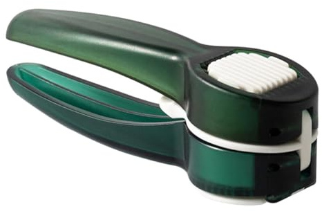Gatuida Prensa de Ajo Manual para Picar y Rebanar, Acero Inoxidable, Tamaño Compacto, Color Verde Transparente, Aparato de Cocina Multifuncional para Hogar y Restaurantes
