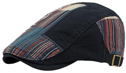 NLAND Coppola Basco Uomo Berretto Piatto in Cotone Regolabile Baschi Scozzesi Vintage Cappello Flat cap Newsboy Gatsby Ivy Golf Cabbie Hat(Blu Navy,Taglia Unica)