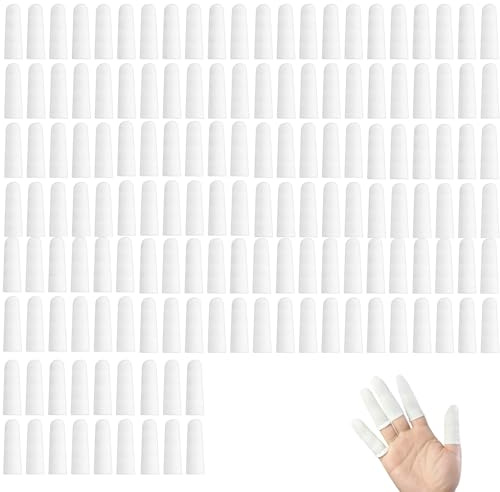 dediles algodón 150 Unidades Fundas Protectoras Dedos Transpirables elásticas 6.5 cm Color Blanco para Cuidado de uñas Trabajo Manual Uso Diario