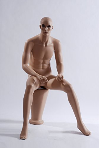 TonHan MS-12 Schaufensterpuppe Schaufensterfigur männlich Neu Glatze. Hautfarbe sitzend