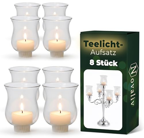 8 portacandele da tè in vetro, 8 cm, per candelabri, portacandele in vetro, corona dell'Avvento, portacandela 6 cm