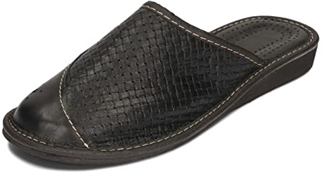 BAWAL Chaussons Femme Pantoufles Cuir Mules Chaussures Maison Éco Blanc Noir Beige Rouge Marron 36 37 38 39 40 41 EU (Noir, Système Taille Chaussures EU, Adulte, Numérique, Moyen, 36)