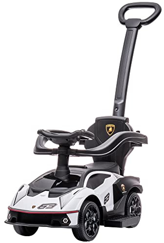 AIYAPLAY 2 en 1 Coche Correpasillos Lamborghini Essenza SCV12 Blanco Negro