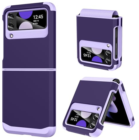 YINLAI Samsung Galaxy Z Flip 3 Case Heavy Duty Full Body Rugged Shockproof Protection Cover Girls Women Boy Men Covers for Galaxy Z Flip 3 5G, Purple