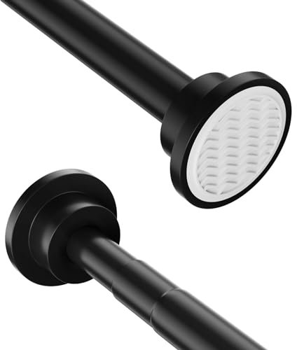 Onpira® Duschvorhangstange Teleskop ausziehbar ohne Bohren – in 5 Längen (40–240cm) & 3 Farben wählbar – Teleskopstange für Bad & Dusche, Edelstahl, Weiß oder Schwarz (125-240cm, Schwarz)