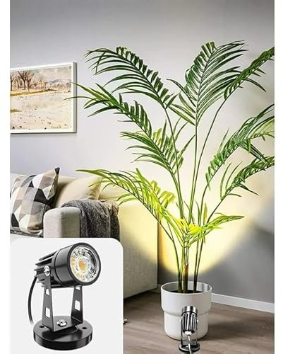 LED Spot Lights Indoor 3W Accent Lighting Up Lights Indoor Spotlight Lamp for Plants Warm White Uplighting Decor Plug 6 FT Cord with Floor Foot Switch (1 Pack with Base and Stake)