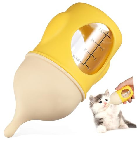 Happyyami Kätzchenflasche 80 Ml Fütterungsflasche Für Neugeborene Welpen Und Katzen Ergonomisches Design Milchflasche Mit Messskala Sicheres Füttern Für Haustiere
