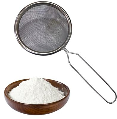 Colino A Maglia Fine | Setaccio di Farina da 12 cm,Filtro Di Farina In Acciaio Inox Con Manico Per Pasticceria Zucchero Glasé Tè Cucina Casa E Ristorante