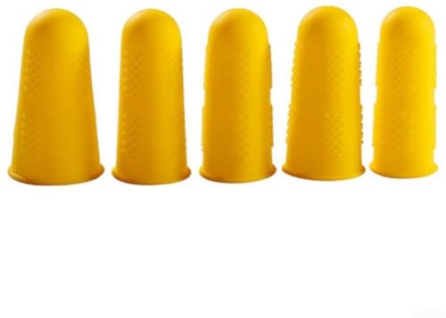Fundas de silicona resistentes al calor, 35 protectores de dedos para manualidades, cocinar, coser y reducir el dolor (amarillo 5 piezas)