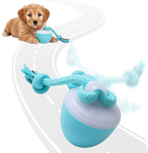 comepew Interaktives Hundespielzeug, 2026 Neu Smart Automatisch Rollender Ball mit 3 Modi HundegeBell, Hundespielzeug Mit Schnur Katzenspielzeug Elektrisch 360° Interactive Dog Toys (Blau)
