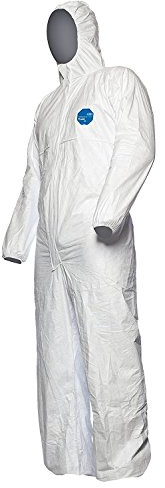 25 st. DuPont Tyvek 500 Xpert | kemikalie skyddskläder med huva, kategori III, typ 5-B och 6-B | robust och lätt, Small, Weiß, 25