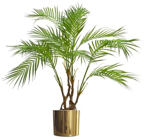 Leaf Large Realistic Artificial Palm Tree, Natural Areca Gold, 90cm