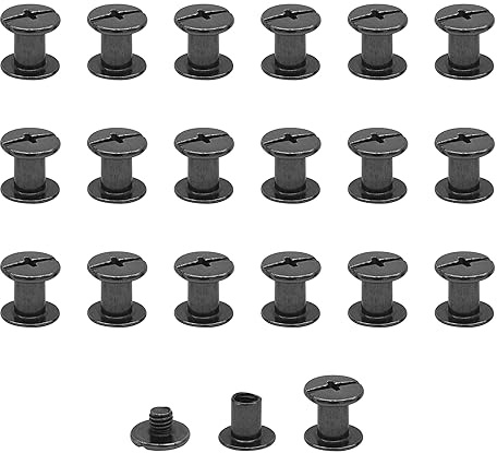 20 Pcs Chicago Screw Posts,M5*7mm Rivet Chicago Binding Screws Bright Black | Metal Rivet Replacement Repair for Bags, Collar, Harness, Luggage, Purse, Dog Lead, Backpack, Belt