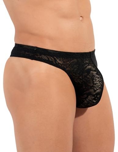 HOM Homme String Free Cut Lace Underwear, Noir, L EU