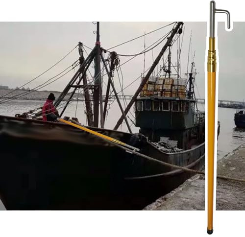 Bootshakenstange/ Bootshaken Teleskop-Bootshakenstange 4, 5, 6, 8 m, Schiebestange für Boote und Andockstange mit Edelstahl-Haken, Öffnung 4 cm, für Rettung beim Schieben, Ziehen und Bootfahren(L 6m (