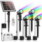 MEIHUA Lot de 4 Spots Solaires Exterieures Jardin 10 Couleurs 30 Modes 2 Luminosité Lampe Solaire Exterieur RGB IP66 Étanche Minuterie Eclairage Projecteur pour Noël, Halloween, Jardin, Arbres