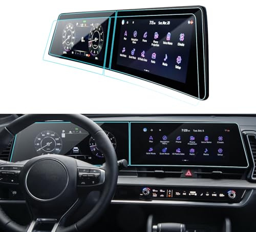 LANTU 2025 Kia Sportage Screen Protector for 2023 2024 2025 Kia Sportage (EX/SX/SX-Prestige/X-Line) Accessories Navigation & Dashboard Nano Touchscreen Protector Film HD Clear Anti-Glare 12.3''-4 Packs