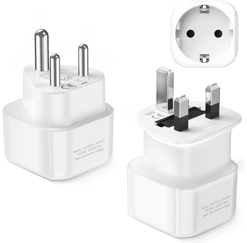 LENCENT Tipo D e Tipo G Adattatore Spina da Viaggio Combinata, Presa Elettrica da Muro per Viaggiare，Adattatore Presa 2-Pin Europa a 3 Pin per Maldive, Sri Lanka, Tanzania, Zanzibar, Ghana, Yemen