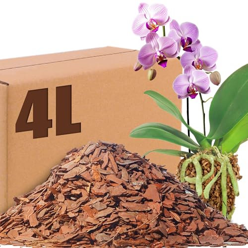 CHEOAR 4L Orchid Potting Mix Mulch For Garden （8-15mm）Orchid Compost-All Natural Pine Bark Wood Chips Orchid Bark Potting Mix for Houseplant Mulch, Help Orchid Plants Root Health Development