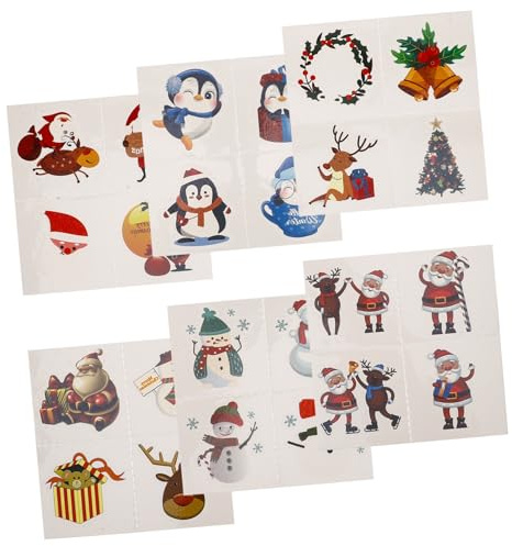 VICASKY Tatuaggi Temporanei di Natale Adesivi per Viso Festivi Decalcomanie Renne e Fiocchi di Decorazioni Natalizie Sicure per Eventi e Feste di Natale