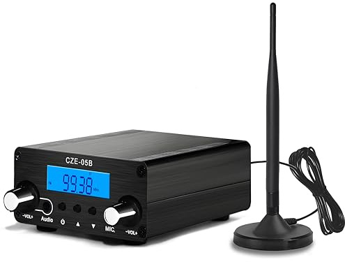AZWang 1000FT Long Range FM Transmitter Stereo Mini Radio Station for Church Drive-in Movie, Church Parking Lot, Lights Fireworks Show