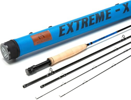 Maxcatch Extreme-X Fliegenrute mit zusätzlichem Spitzenabschnitt, schneller Aktion, inklusive Transportrohr (8wt 9')