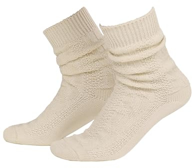 Adisno Traditionella strumpor för män, Oktoberfest strumpor för män, traditionella strumpor, kostymstrumpor män, korta med klassiskt flätmönster, storlek 39–46, Beige, 43-46 EU