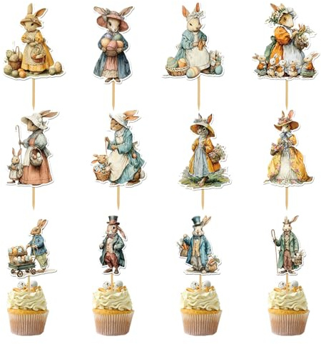 Toppers De Tarta De Pascua 12 Piezas Decoraciones De Animales