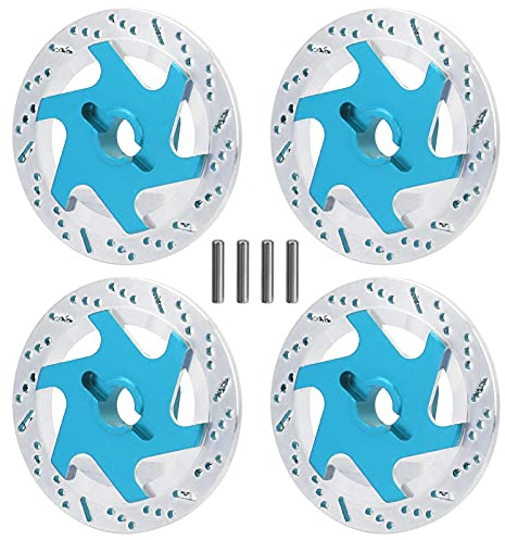 4 pezzi Set di dischi freno simulati in lega di alluminio CNC, disco freno RC per auto RC 1:10, accessori universali di ricambio per dischi freno con finitura anodizzata leggera e (Blu)