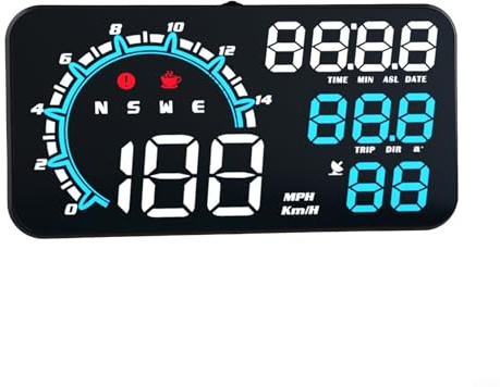 Velocímetro digital GPS HUD Head Up Display con medidor de pendiente y acelerómetro, alarma de exceso de velocidad, para MPH/KM/H conmutable, para vehículo de coche