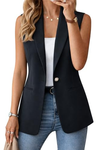 Kedera Women Sleeveless Blazer Vest 2025 Professional Work Office Full Lined Tops Jacket Black