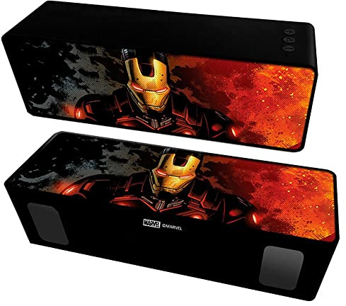 ERT GROUP Marvel Iron Man 10W Portable Bluetooth Speaker, Rechargeable Battery, USB Flash and Micro SD Card Slot, Suitable for Phones, Tablets, Laptops and More