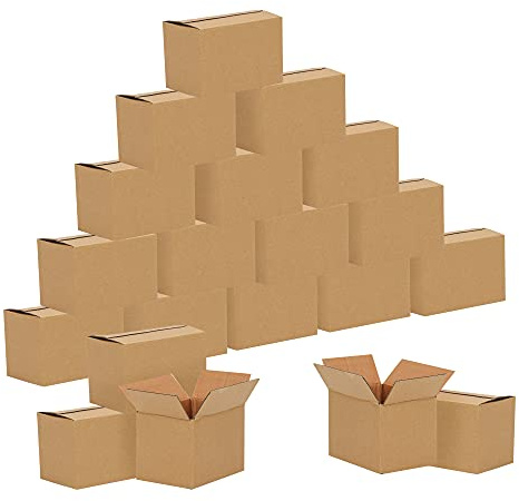 FARRAY Shipping Boxes 6x4x4 inches (Inner Size), 50 Pack Sturdy Kraft Corrugated Small Cardboard Boxes for Mailing Packing, Brown