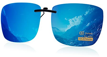 Goiteia Blue Polarized Clip On Sunglasses Over Prescription Glasses Men Women|Compact Fit|Non-Flip Up