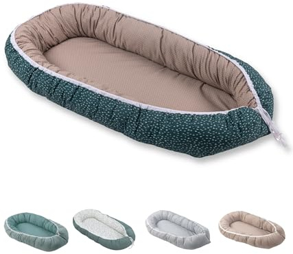 Reducteur de lit bébé ULLENBOOM Eucalyptus (55 x 95 cm) Cocon bébé, Nid de bébé, nid en coton, utilisable comme coussin pour bébé e cale bebe