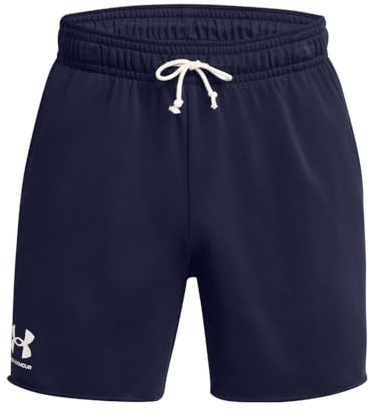 Under Armour Rival Terry Short 6 Pouces Hommes, Short Running Homme avec Poches, Short Homme Confortable et Respirant, Midnight Navy/Onyx White, L, Midnight Navy/Onyx White, MD