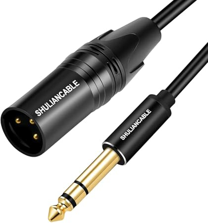 SHULIANCABLE Cavo XLR a 6.35 mm, Jack stereo da 6,35 mm TRS a cavo di interconnessione bilanciato maschio XLR per Microfono, Altoparlante, Amplificatore, Audio Console, Mixer (Male, 1M)