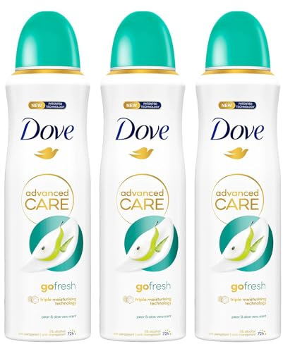 Dove Advanced Care Go Fresh Anti-Perspirant with Pear & Aloe Vera Scent and Triple Moisturising Technology for 72-Hours Odour and Sweat Protection Deodorant Spray for Women, 200ml (3 Pack)