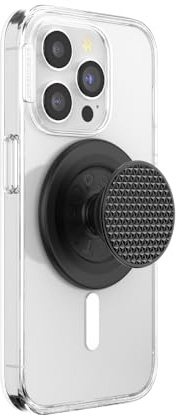 PopSockets Phone Grip for MagSafe with Kickstand, Magnetic Stand, Swappable Top, Secure Hold for iPhone MagSafe Cases, Phone & Tablet Grip - Alum Triangle Knurled Black