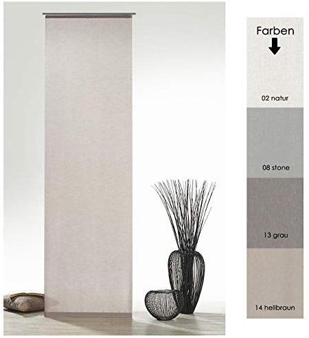 heimtexland Flächenvorhang Natur Batist Optik inkl. Zubehör HxB 245x60 cm in Stone - Schiebegardine einfarbig matt Stein Natural Chic Gardine Typ410